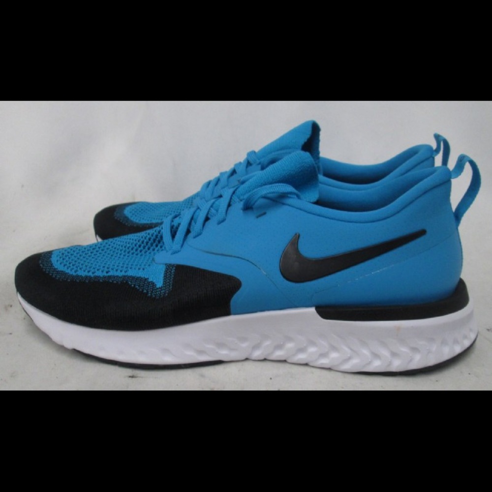 Nike Odyssey React 2 Flyknit Shoes Blue Lagoon Black White AH1015-402 Men's NEW